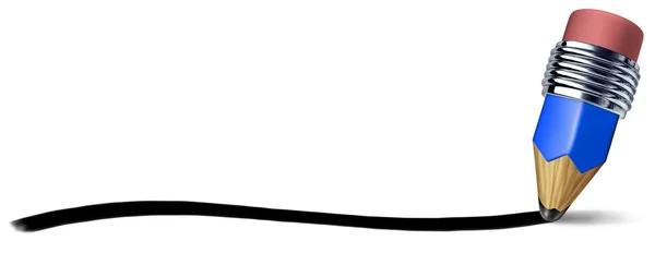 Niebieski ołówek z pisania obrysu linii — Zdjęcie stockowe