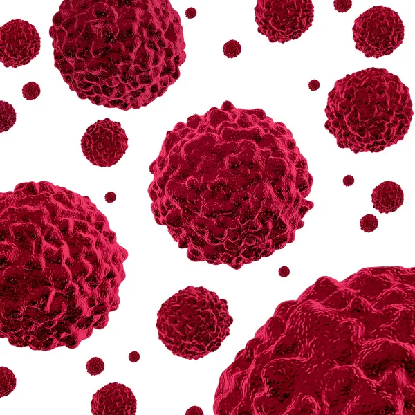 Células cancerígenas no fundo branco — Fotografia de Stock
