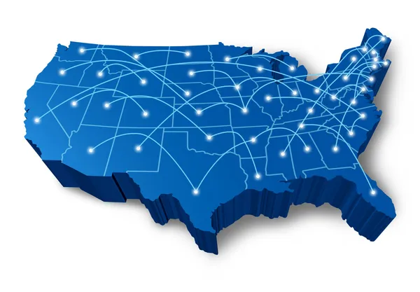 U.S.A 3D map communication network — Stock Photo, Image