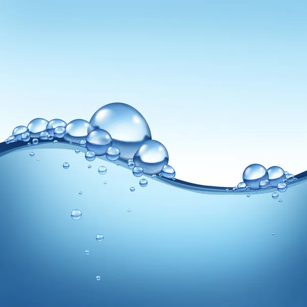 Ola en agua azul con burbujas — Foto de Stock