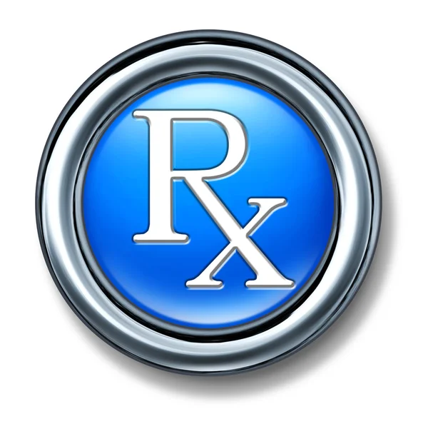 Receptę rx niebieski buton — Zdjęcie stockowe