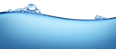 Blue water horizontal water wave with bubbles clipart