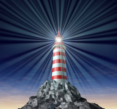 Solutions with a beaming Lighthouse symbol clipart