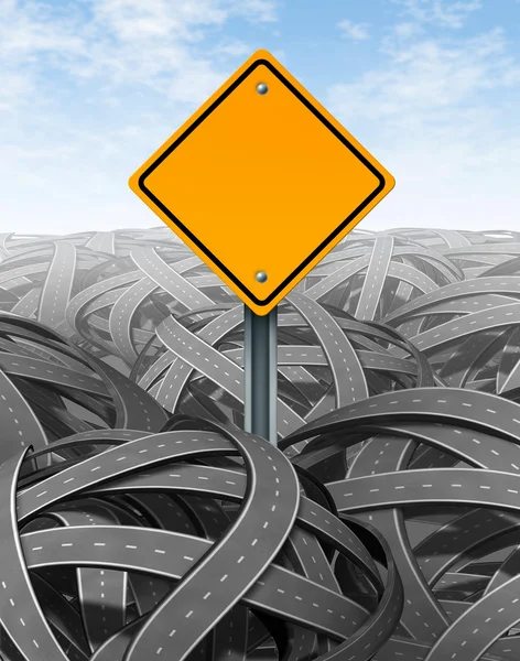 Boş yol işareti ile zorluklar sembolü — Stok fotoğraf