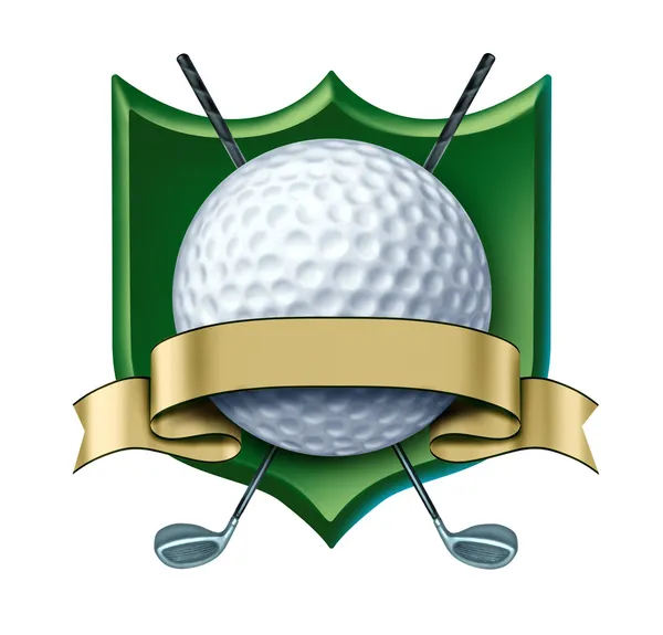 Golf Award crest with blank gold label — Stock Photo, Image
