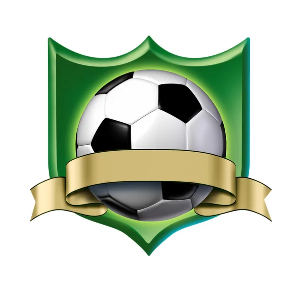 Soccer crest award with blank gold label — Stock Photo, Image