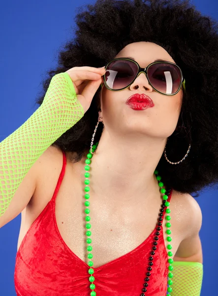 Disco girl with goggles — Stock Photo, Image
