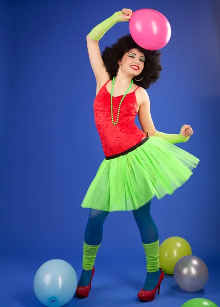 stock image Disco girl with baloons