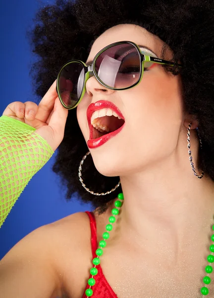 Disco girl with goggles — Stock Photo, Image