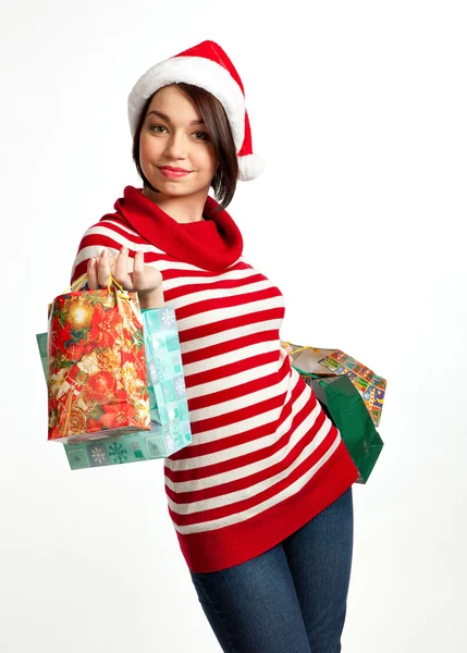 Portrait of beautiful sexy girl wearing Santa clothes — Stock Photo, Image