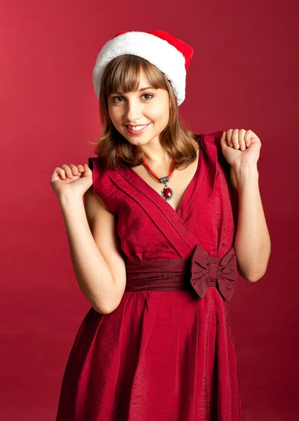 Noel Baba elbise giyen güzel seksi kız portresi — Stok fotoğraf