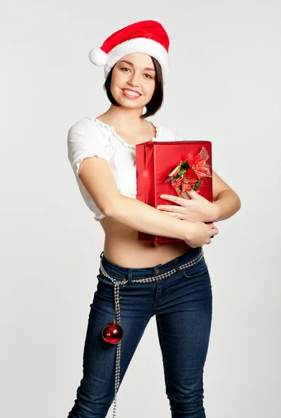 Portrait of beautiful sexy girl wearing Santa clothes — Stock Photo, Image