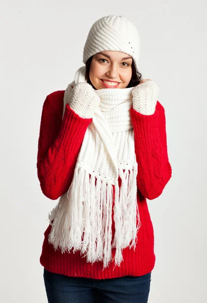 Hermosa chica de Navidad. Aislado sobre fondo blanco . — Foto de Stock
