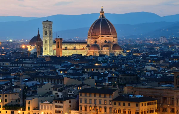 Firenze cupola, vista notturna, Toscana — Foto Stock