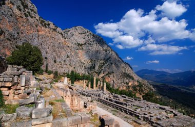 Delphi antik kalıntıları, Parnassos dağlar, Yunanistan