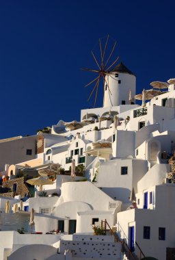 Island of thira (santorini - Kiklad Adaları), Yunanistan'ın Oia yel değirmeni