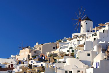 Oia yel değirmenleri, santorini, Yunanistan