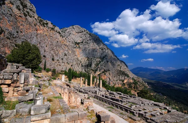 Delfi antiche rovine, Parnaso montagne, Grecia — Foto Stock