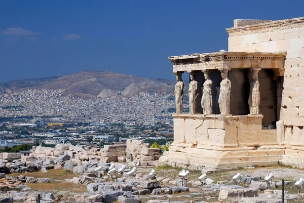 Portico dei Cariatidi a Erechtheum, Atene — Foto Stock