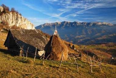 Romania autumn landscape with mountains. clipart