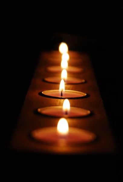 stock image Row of candles, romantic background