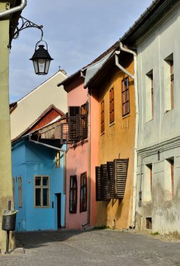 Medieval street view in Sighisoara, Transylvania clipart