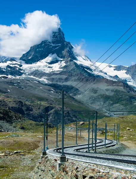Gornergrat Bahn und Matterhorn in der Schweiz — Stockfoto