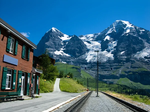 Railway station of Wengernalp on Eiger route — Stock Photo, Image