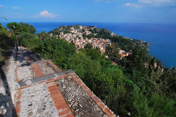 Panorama de Taormina (Sicília ) — Fotografia de Stock