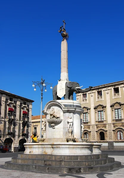 La fontaine Éléphant, symbole de Catane en Sicile — Photo
