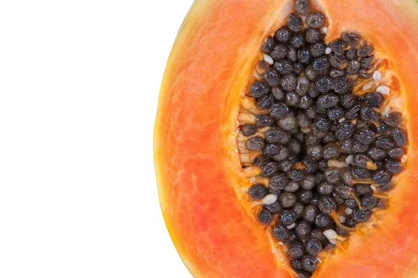 Papaya-Früchte, die in zwei Hälften geschnitten — Stockfoto