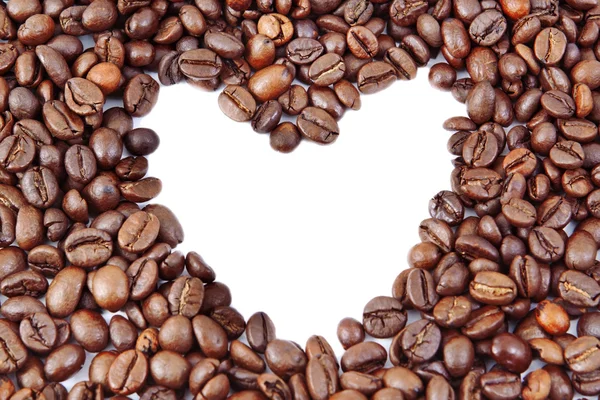 Kaffebönor i hjärta form — Stockfoto