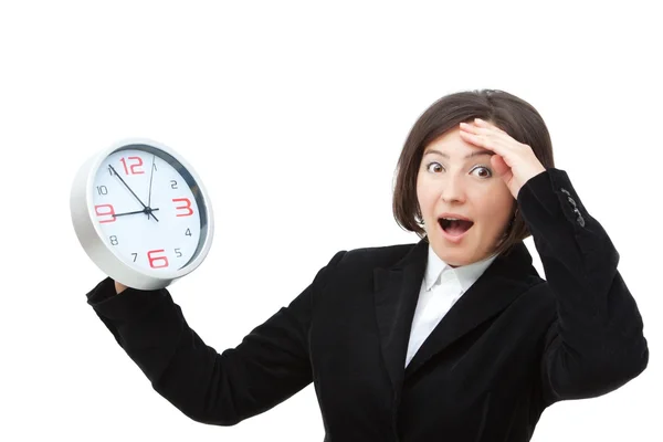 Girl with a clock — Stock Photo, Image