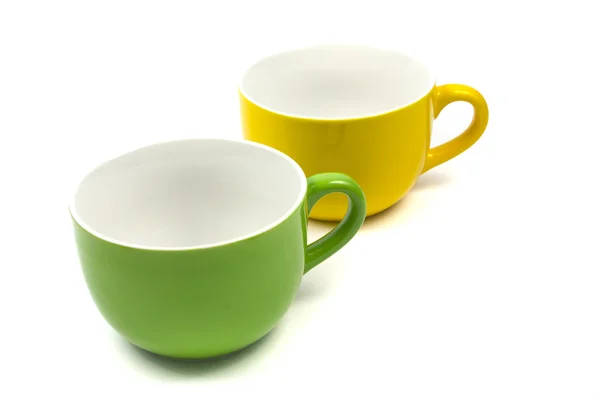 黄色と緑のマグカップ — ストック写真