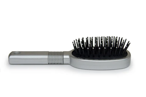 Silver hair brush isolated on white — Stock Photo, Image