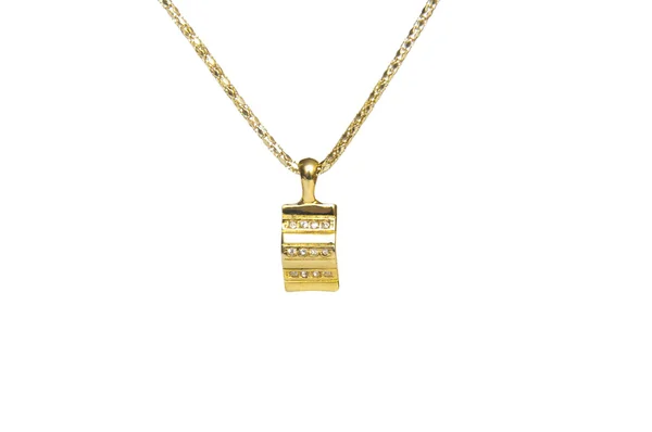 Golden necklace isolated on the white background — Stock Photo, Image