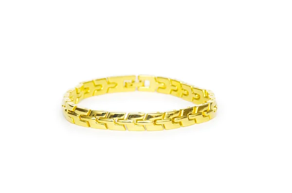 Gold bracelet isolated on white — Stock Photo, Image
