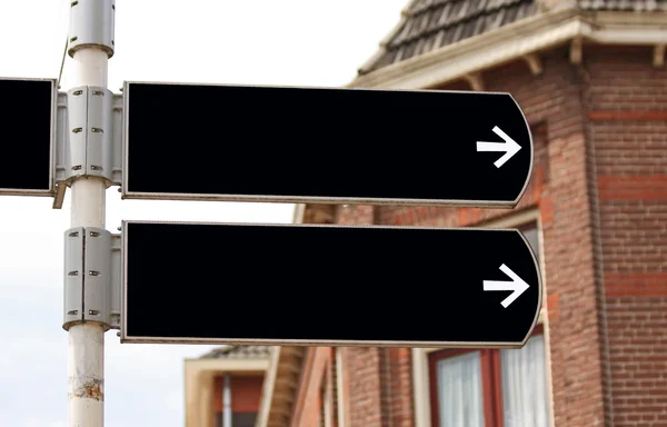 stock image Blank signpost in black