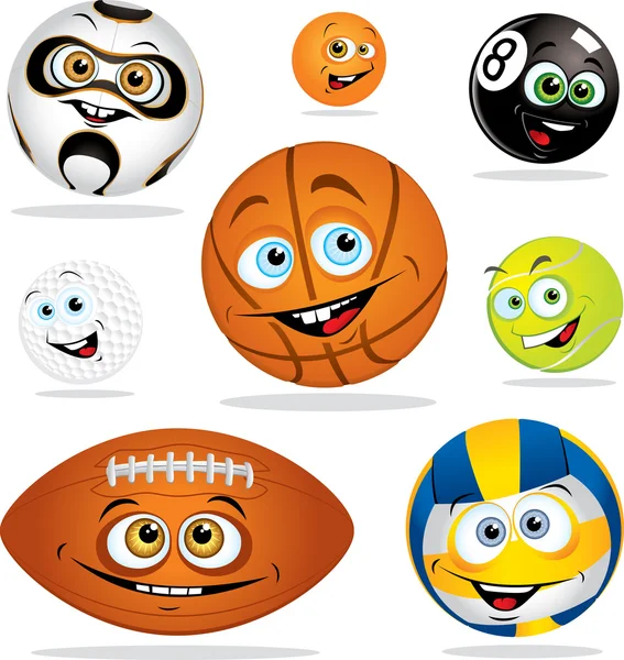 Divertente sorridente cartoni animati palle — Vettoriale Stock