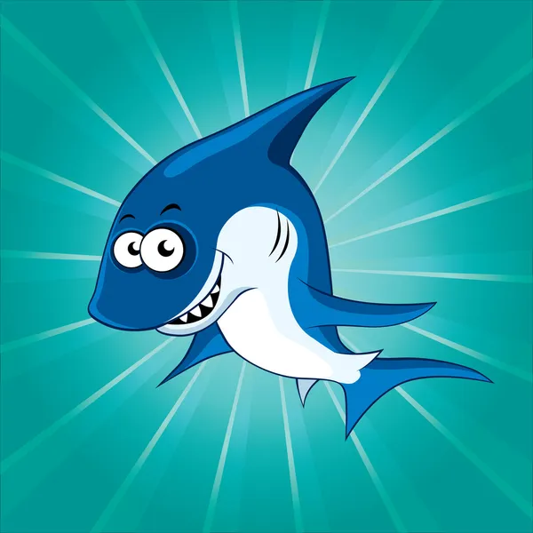 Tubarão sorridente engraçado — Vetor de Stock