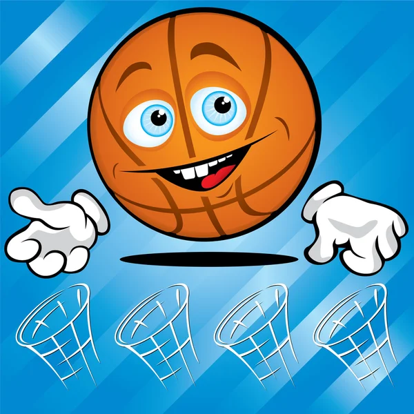 Funny smiling basket ball — Stock Vector