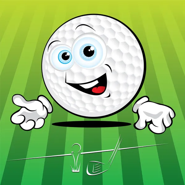 Drôle de balle de golf souriante — Image vectorielle