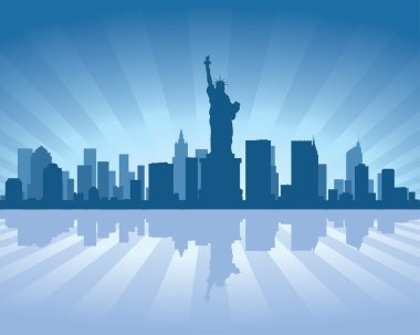 NewYork skyline with reflection in water clipart