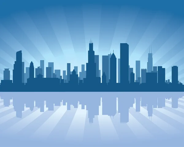Chicago skyline avec réflexion dans l'eau — Image vectorielle