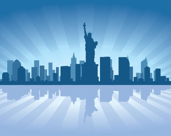 Skyline de New York avec réflexion dans l'eau — Image vectorielle