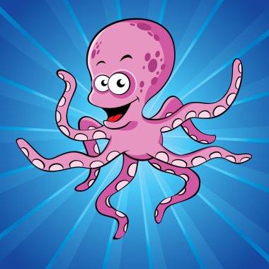 Funny cartoon octopus clipart