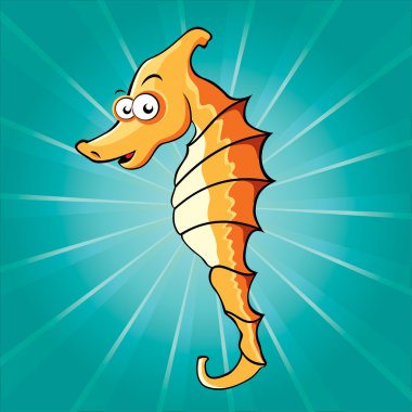 Funny cartoon seahorse clipart