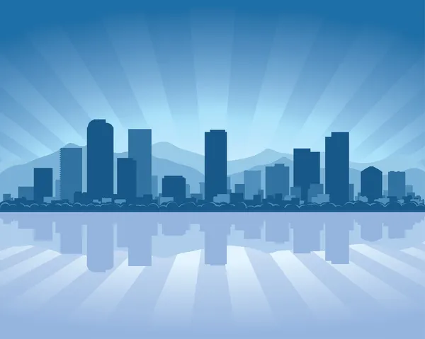 Skyline de Denver avec réflexion dans l'eau — Image vectorielle