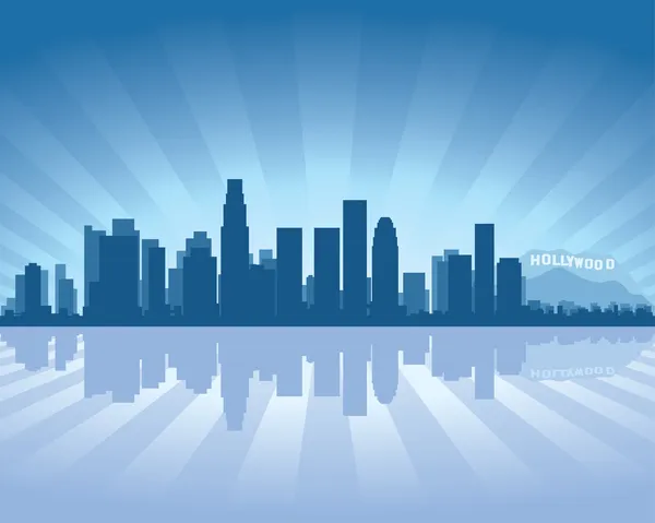 Los Angeles skyline med reflektion i vatten — Stock vektor