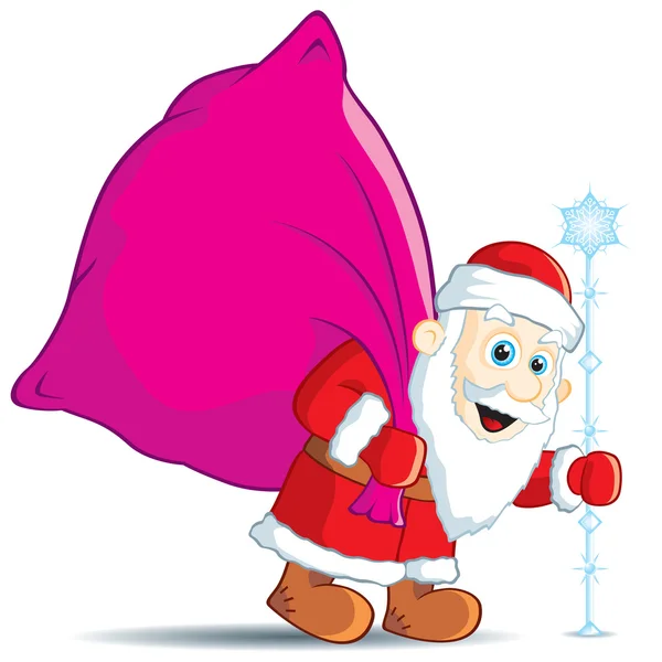 Vánoční Santa Claus s taškou dárků — Stockový vektor